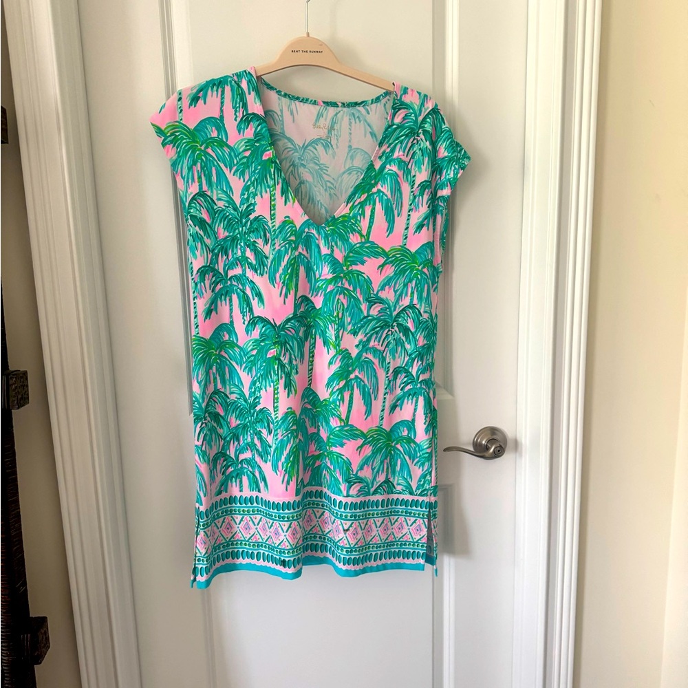 Lilly Pulitzer Green and Pink Palm Swim Cover-Up
